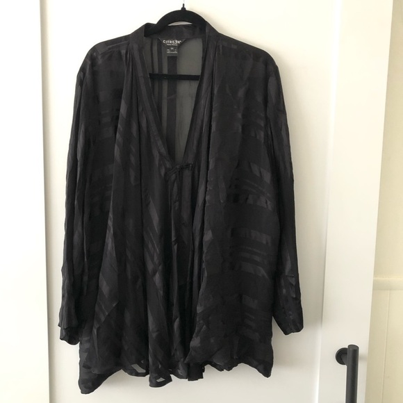 Citron Tops - Citron Black Sheer Silk Blouse 2X